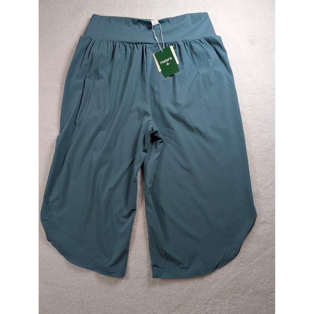 Halara Breezeful High Waisted Wide Leg Pockets Cropped Pants Blue Grey Large NWT